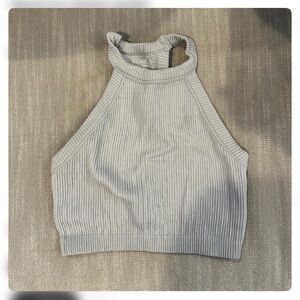 Aerie Light Gray Ribbed Crop Top